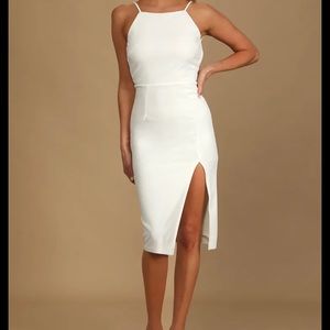 Lulus Never Look Back White Backless Bodycon Midi Dress